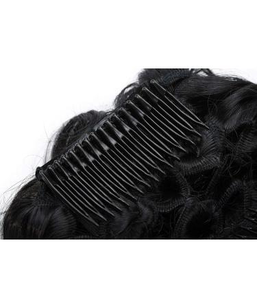 Dark Black Messy Curly Wavy Hair Extensions Bun Piece Up Do Drawstring Ponytail Clip in Comb Chignon - Buy Online on GoSupps.com