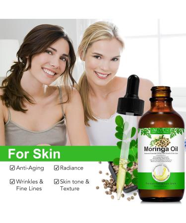 Moringa Oil for Face Hair Scalp & Body Massage Pure Cold Pressed Unrefined Moisturizing & Anti-Aging Hair Growth Nourishing - Buy Online on GoSupps.com
