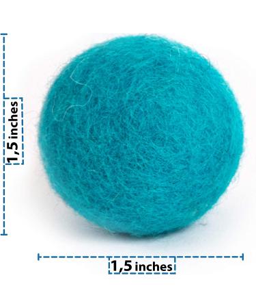 MEOWFIA Wool Ball Toys - 6-Pack Safe for Cats and Small Dogs - Felted Wool Cat Toy, Aquamarine - 1.5 & 2 - Buy Online on GoSupps.com
