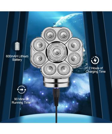 9D Head Shaver for Bald Men - Cordless Rechargeable Waterproof Mens Razors with LED Ultimate Bald Head Grooming - Buy Online on GoSupps.com