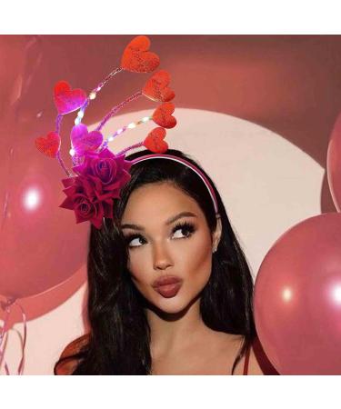 Edary Light Up Heart Headbands Led Valentines Day Hair Band Sequins Hair Hoop Headwear Festival Costum Hair Accessories for Women - Buy Online on GoSupps.com