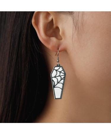 Feylie Halloween Acrylic Spider Web Dangle Earrings | Lightweight Coffin Shape Jewelry Gift - Fun Red Statement Earrings - Buy Online on GoSupps.com