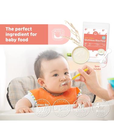 Organic Glutinous Rice Powder 8oz - Suitable for 4+ Months | 100% Korean Sticky Rice/Sweet Rice | Premium Quality - Buy Online on GoSupps.com