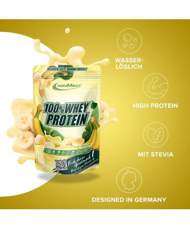 Ironmaxx 100% Whey Protein Powder - Banana Yoghurt 400g | Water-Soluble Low-Sugar Protein | Various Flavours Available - Buy Online on GoSupps.com