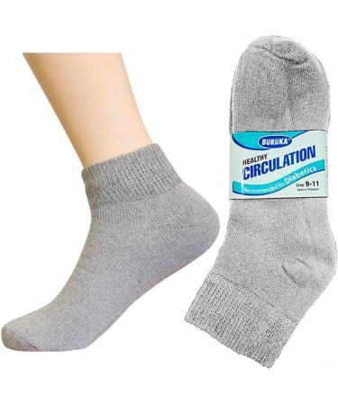3 Pairs Diabetic Ankle Circulatory Socks Men's Health Support Grey Size 9-11 - Buy Online on GoSupps.com