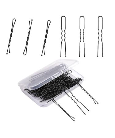 100 Count Hair Pins with Hairpins Box Pin Wave Barrette Hair Accessories for Women Lady Girls Kids Hair Help Keep Hairs In Place Great for All Hair Types Mini Bobby Pins Black Black/ Wave Hairgrip +U Shaped Hair Pin...