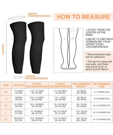 Kids Long Compression Leg Sleeves - Non Slip UV Protection for Basketball, Running - Youth Thigh Calf Support - Small - Buy Online on GoSupps.com