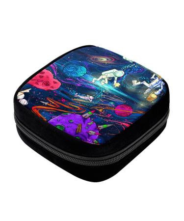 Period Bag Sanitary Napkin Storage Bag Pad Holder for Period Makeup Pouch Colorful Art Galaxy Planet Color4680