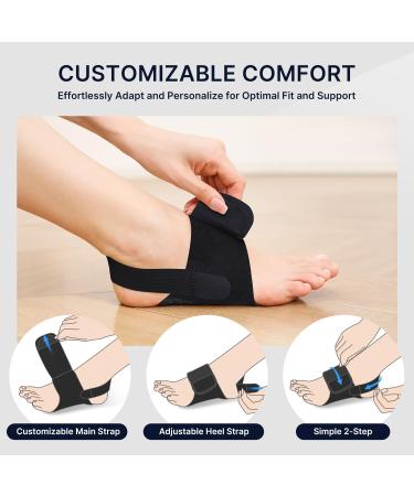 Arch Support Braces for Plantar Fasciitis Relief - Non-Slip Wearable Orthotics with Adjustable Bands & Gel Pads - Unisex One Size HSA/FSA Eligible - Black - Buy Online on GoSupps.com