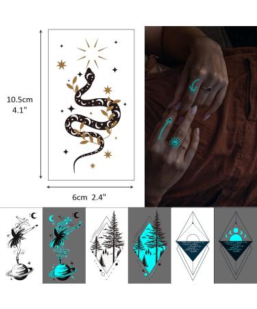 Glow in the Dark Blue Temporary Tattoos - 180+ Styles, 36 Sheets - Fake Body Tattoo Stickers for Adults, Luminous Party Favors - Men, Women, Nightclub, Pub - Buy Online on GoSupps.com