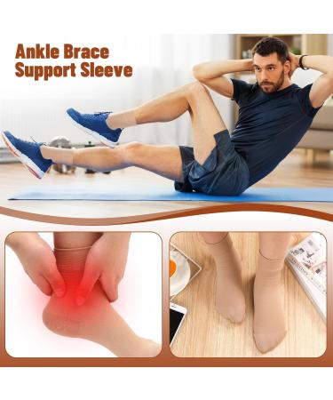 Shinymoon Ankle Compression Socks 15-20 mmHg | Plantar Fasciitis Support Sleeve | Closed Toe Brace for Women & Men | Swelling Relief - Nude Color - Buy Online on GoSupps.com
