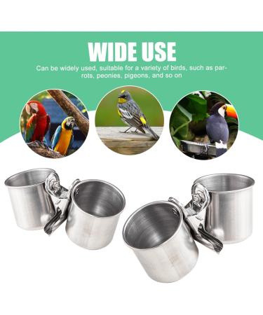 Taicols Stainless Steel Bird Food Bowls - 2-Piece Feed Cup Set with Clip for Parrots & Cage Dispensers - Buy Online on GoSupps.com