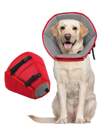 Kuoser Rewrise dog comfortable leakage protection dog protective measures protective collar dog adjustable dog collar dogs hinges of the neck of the neck of the neck for dogs prevention of bite and leaking wounds red l l --- neck circumference: 34-4cm red