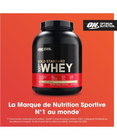 Optimum Nutrition Gold Standard 100% Whey Protein Powder for Muscle Building and Recovery with Glutamine and Natural Amino Acids BCAAs Vanilla Ice Cream 54 Servings 1.65 kg - Buy Online on GoSupps.com