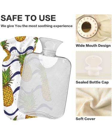 Mnsruu 2L Hot Water Bottle with Soft Cover - Pineapple & Waves Design | Perfect Gift for Women & Kids | Ideal for Christmas - Buy Online on GoSupps.com