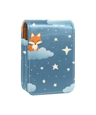 Travel Lipstick Organizer Case Lipstick Case Portable Makeup Bag With Mirror Fox Animal with Clouds G182z1pwek