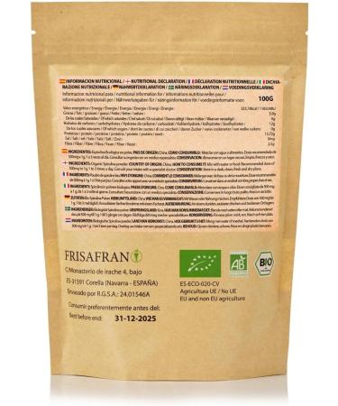 FRISAFRAN | Poudre de Spiruline Bio 100g | Spiruline Pure et Naturelle | Compl ment Vegan | Riche en Prot ines | Puret Antioxydante | Naturel Et Sans Additifs | BIO | D tox | Poudre De Super Aliment 100 g (Lot de 1) - Buy Online on GoSupps.com