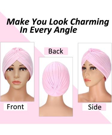 22-Piece Stretch Turbans Head Beanie Cover Twisted Pleated Headwrap for Women & Girls - Assorted Colors Hair Cover Beanie Hats - Buy Online on GoSupps.com