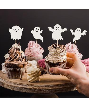 Rsstarxi 30 Halloween Ghost Cupcake Toppers Glitter White Spooky Halloween Cupcake Picks Halloween Baby Shower Cake Decorations for Ghost Theme Birthday Halloween Party Decorations Design 20 - Buy Online on GoSupps.com