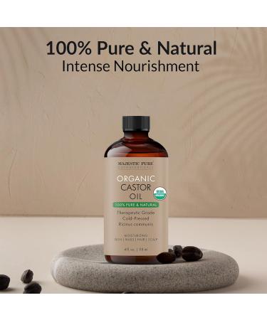 Buy MAJESTIC PURE USDA Organic Castor Oil - 100% Pure Hexane Free Cold Pressed for Hair Eyelashes Eyebrows & Nails - Moisturizing Carrier Oil - 4 Fl Oz - Buy Online on GoSupps.com