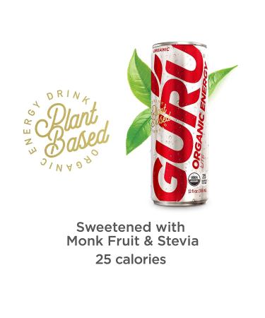 GURU Lite Organic Energy Drink - Refreshing Energy, Low Calories, 24-Pack (12oz) - Buy Online on GoSupps.com