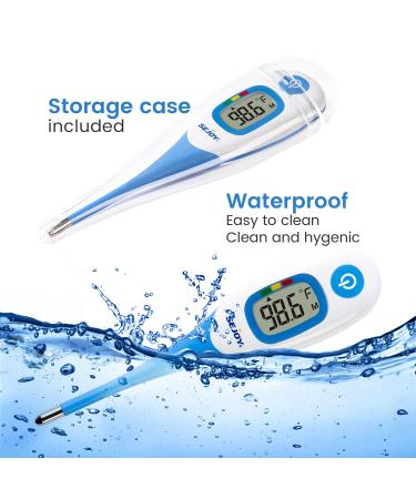 Digital Thermometer for Adults & Kids - Fast & Accurate Fever Reading for Oral, Armpit & Rectal Use - Flexible Tip & Waterproof - Large LCD Display - Ideal for Home Use - Termometro - Buy Online on GoSupps.com