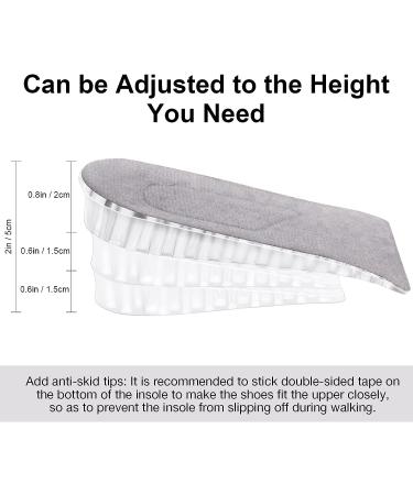 Invisible Height Increase Insoles - 2 Pairs Heel Lift Inserts with 3-Layer Support | Height-Adjustable Shoe Pads for Foot Cushioning - Gray - Buy Online on GoSupps.com