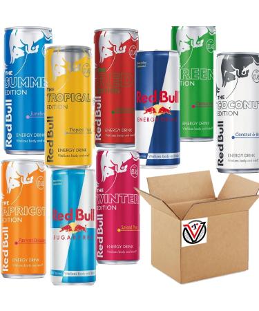 Random Mixed Red-Bull Drink 250ml - Energy Drink Apricot Edition Tropical Edition Coconut Edition Red Edition (Watermelon) Summer Edition Energy Drink Sugar Free etc (Random 12 Mixed Cans) Watermelon Random 12 Mixed Cans