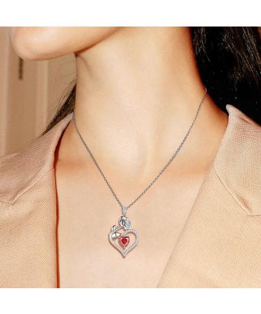 Cute Cat Necklace with Sparkling Zirconia Crystal Birthstone Pendant Necklace for Girls Womens White Gold Over 925 Sterling Silver Animal Necklace Birthstone Jewelry Sweet Present Girlfriend Sisters A January-Garnet - Buy Online on GoSupps.com