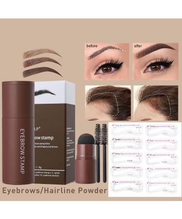 Eyebrow Stamp Stencil Kit - One Step Brow Trio with 10 Reusable Stencils - Light Brown Eyebrow Powder for Perfect Brows | International Shipping Available - Buy Online on GoSupps.com