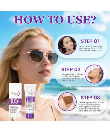 Creme Solaire Indice 100 Creme Solaire Visage SPF 100 SUR creme solaire avec Appliquer des Gants Exture L g re Non Grasse R sistant L'eau 80ml Violet - Buy Online on GoSupps.com