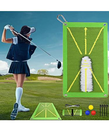 Turf Golf Mat, Premium Golf Hitting Mat with 3 Balls, Divot Daddy Pro Golf Practice mat That Shows Swing Path, Golf Training Mat for Swing Detection Batting