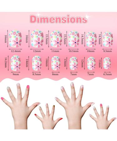 72-Piece Kids False Nails Press-On Kit for Girls - Flower, Dot, Heart Design - Full Cover Short Artificial Nail Set for Children - Buy Online on GoSupps.com
