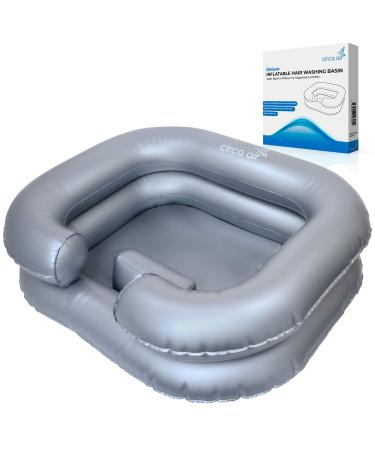 CIRCA AIR Inflatable Hair Washing Basin For Bedridden - Wash Hair In Bed With Inflatable Shampoo Basin. Portable Shampoo Bowl With Pillow For Extra Comfort. The Perfect Inflatable Sink For Locs Detox Silver