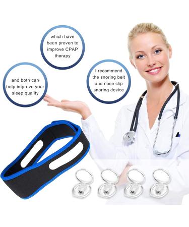 Sleep Snoring Solutions Kit: Stop Snoring for Better Deep Sleep with 4 Magnetic Silicone Nose Clips & 1 Anti-Snoring Chin Strap - Buy Online on GoSupps.com