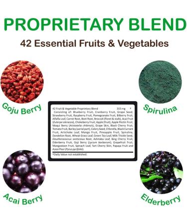 Vegan Multivitamins for Men & Women - Complete Daily Supplement with Vitamins A, B Complex, C, D3, Zinc, Magnesium, Spirulina, Antioxidants - Includes Proprietary Fruit & Vegetable Blend - Buy Online on GoSupps.com