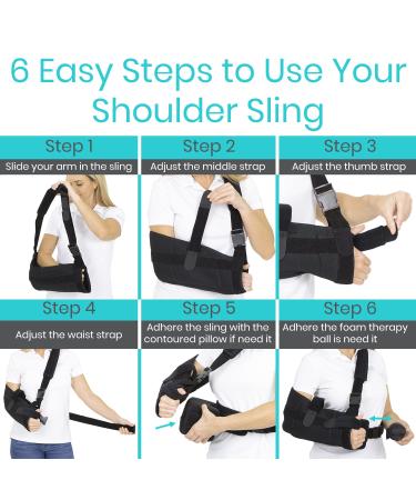 Vive Shoulder Abduction Sling - Immobilizer Brace for Rotator Cuff Injury - Pain Relief Arm Pillow - Pocket Strap & Stress Ball Included - Buy Online on GoSupps.com