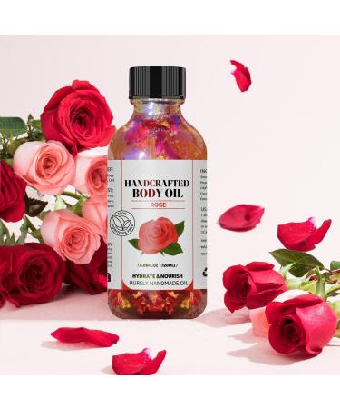 Handcrafted Rose Body Oil with Jojoba Sweet Almond & Coconut Oils Hydrating & Nourishing Multi-Use Moisturizer for Body Massage & Dry Skin Infused with Real Rose Petals 4.06 fl oz - Buy Online on GoSupps.com