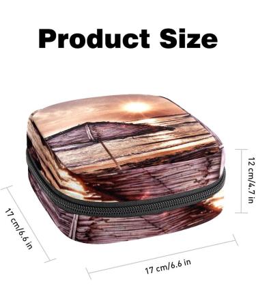 Portable Seaside Landscape Sanitary Napkin Storage Bag | Menstruation Pad & Menstrual Cup Pocket with Zipper for Teen Girls & Women - Buy Online on GoSupps.com