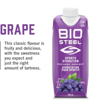 BioSteel Sports Drink Great Tasting Hydration with 5 Essential Electrolytes Grape Flavour 16.7 Fluid Ounces 12-Pack - Buy Online on GoSupps.com