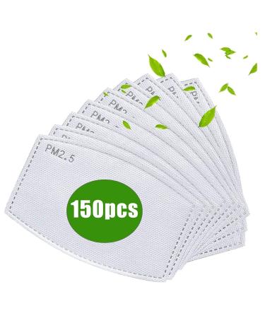 150PCS PM 2.5 Activated Carbon Filters,5 Layers Replaceable Anti Haze Filter Paper 150 Count (Pack of 1)