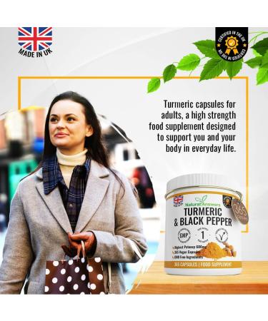 High Strength 365 Turmeric Capsules with Black Pepper | 1 Year Supply | Vegetarian | Curcumin Supplement - Buy Online on GoSupps.com