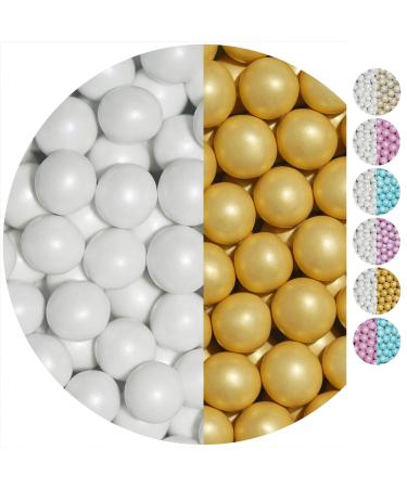 One -Ein 700g Crispy Chocolate Opera Mix White -Gold Ca 1.8 cm Large chocolate balls - guest gifts wedding baptism communion - chocolate lens wedding almonds Candy bar nikah Sekeri mini