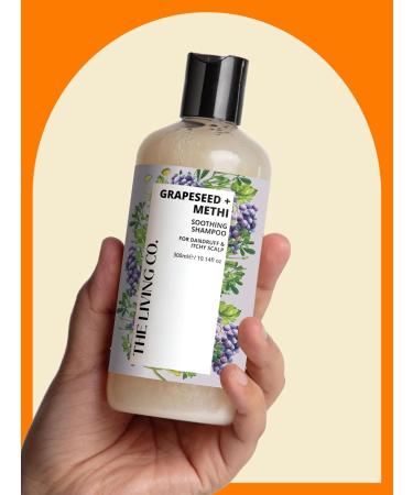 Shop THE LIVING CO Soothing Shampoo & Conditioner Combo - Grapeseed & Methi for Dandruff Relief | 600ml International Shipping Available - Buy Online on GoSupps.com