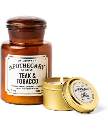 Paddywax Apothecary Teak & Tobacco Scented Candle - 8oz Hand-Poured Artisan Candle - Buy Online on GoSupps.com