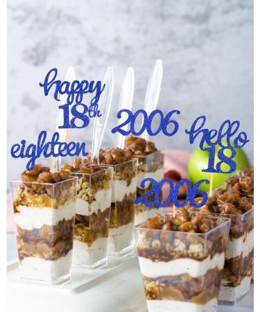 24 Glitter 18th Birthday Cupcake Toppers - Blue Decoration for 2006 Born Boys | 18th Birthday Party Accessories & Cake Decorations - Buy Online on GoSupps.com