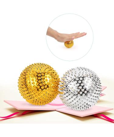 Layhou 2-Piece Magnetic Acupressure Hedgehog Massage Balls - Large 56mm Spiked Massage Device - Silver - Buy Online on GoSupps.com