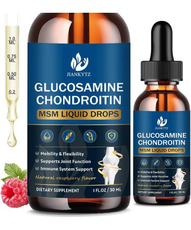 JIANKYTZ Glucosamine Chondroitin MSM Liquid Drops with Quercetin Bromelain Support Joint Health Supplements for Men & Women - 1 Oz - Pack Of 2