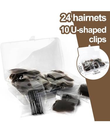 Qufiiry 24Pcs Invisible Bun Nets with U Shaped Pins - 20inch Elastic Edge Mesh for Girls and Women - Ideal for Ballet, Gymnastics, and Bun Making - Buy Online on GoSupps.com