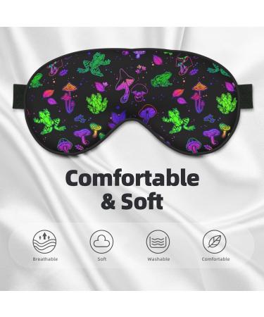 Psychedelic Bright Mushrooms Frogs Sleep Mask - Adjustable Eye Mask for Travel Yoga & Shift Work | Block Out Light Eye Cover - Buy Online on GoSupps.com
